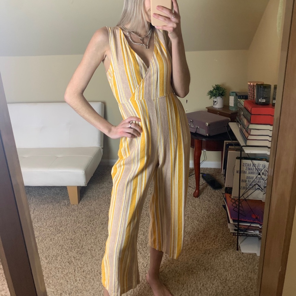 Cream & Yellow Striped Pantsuit/Jumpsuit